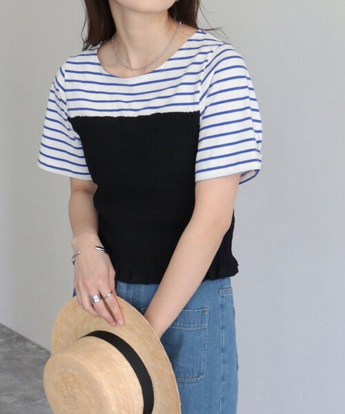 fredy emue（フレディエミュ）の「【WEB限定】ボーダー＋ビスチェ風プルオーバー（Tシャツ/カットソー・レディース・ブラック系その他/ブルー系その他・38）」の13枚目の写真