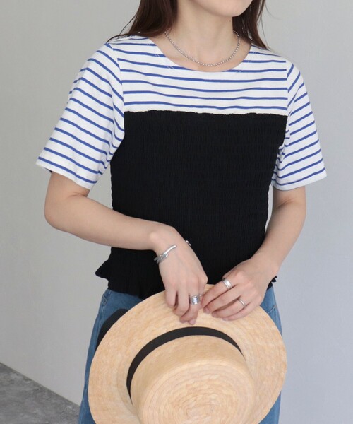 fredy emue（フレディエミュ）の「【WEB限定】ボーダー＋ビスチェ風プルオーバー（Tシャツ/カットソー・レディース・ブラック系その他/ブルー系その他・38）」の14枚目の写真