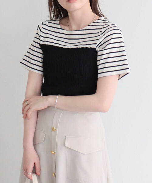fredy emue（フレディエミュ）の「【WEB限定】ボーダー＋ビスチェ風プルオーバー（Tシャツ/カットソー・レディース・ブラック系その他/ブルー系その他・38）」の22枚目の写真