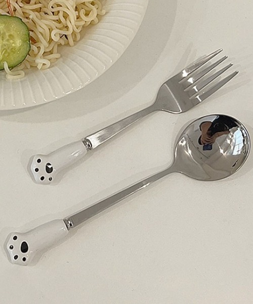 Made in I（メイドインアイ）の「アニマルカトラリー２本セット（カトラリー・レディース・ホワイト/ピンク/アイボリー/ブラック・FREE）」の2枚目の写真