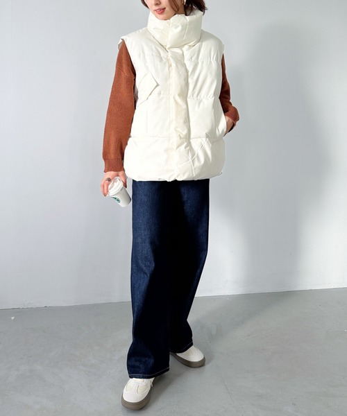 selectMOCAbyson♡中綿スタンドカラーオーバーベスト select moca 中綿スタンドカラーオーバーベストby SON ダウン