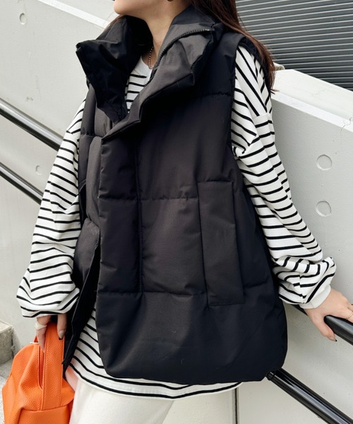 selectMOCAbyson♡中綿スタンドカラーオーバーベスト select moca 中綿スタンドカラーオーバーベストby SON ダウン