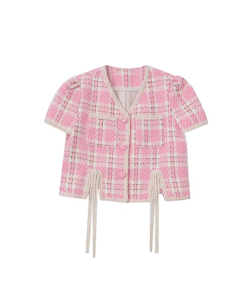 LA POMME petit ラポミプチ　ツイードジャケット LA POMME petit（ラポミ・プチ）の「Tweed String Check Short