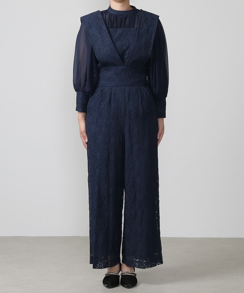 幾何学柄 レース セットアップ パンツ パーティー ドレス 結婚式