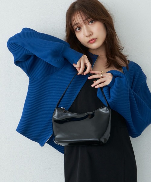 Aunt Marie's（アントマリーズ）の「【新色追加！】ジップリブニットカーディガン（カーディガン/ボレロ・レディース・アイボリー/ブラック/ブルー/ピンク・FREE）」の3枚目の写真