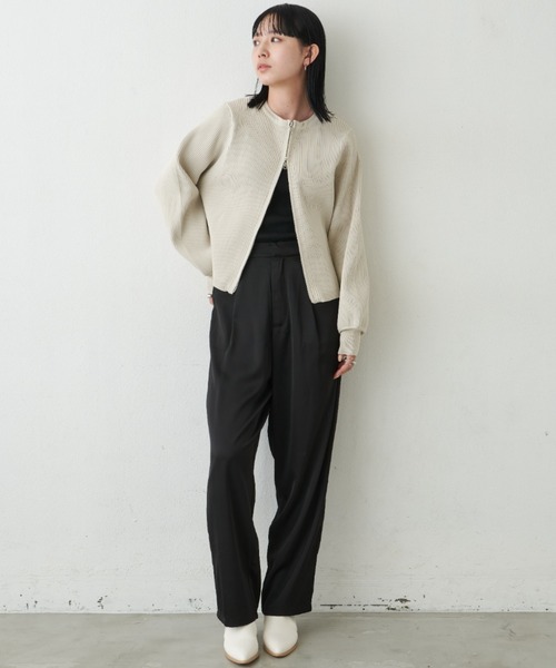 Aunt Marie's（アントマリーズ）の「【新色追加！】ジップリブニットカーディガン（カーディガン/ボレロ・レディース・アイボリー/ブラック/ブルー/ピンク・FREE）」の11枚目の写真