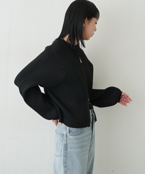 Aunt Marie's（アントマリーズ）の「【新色追加！】ジップリブニットカーディガン（カーディガン/ボレロ・レディース・アイボリー/ブラック/ブルー/ピンク・FREE）」の14枚目の写真