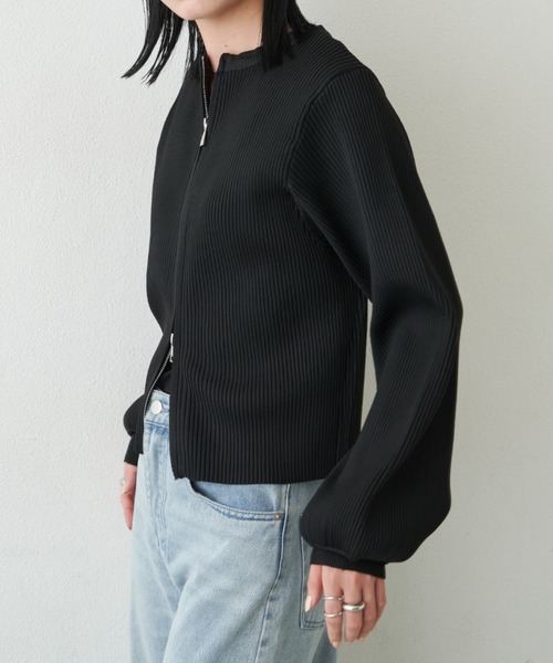 Aunt Marie's（アントマリーズ）の「【新色追加！】ジップリブニットカーディガン（カーディガン/ボレロ・レディース・アイボリー/ブラック/ブルー/ピンク・FREE）」の15枚目の写真