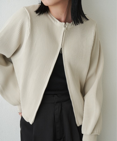 Aunt Marie's（アントマリーズ）の「【新色追加！】ジップリブニットカーディガン（カーディガン/ボレロ・レディース・アイボリー/ブラック/ブルー/ピンク・FREE）」の20枚目の写真