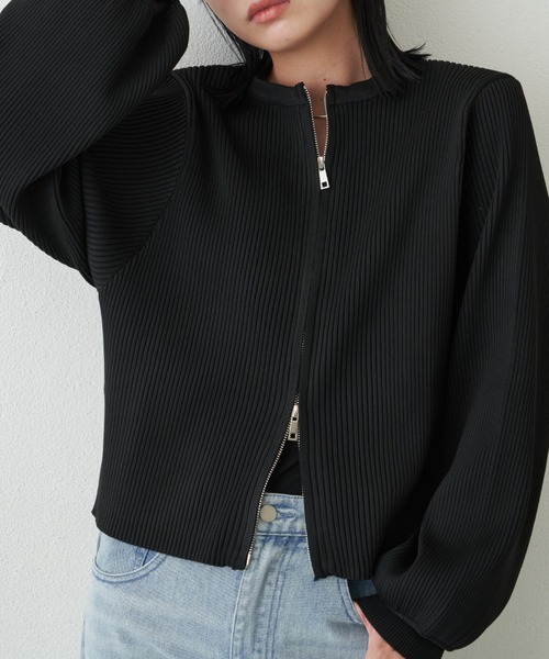 Aunt Marie's（アントマリーズ）の「【新色追加！】ジップリブニットカーディガン（カーディガン/ボレロ・レディース・アイボリー/ブラック/ブルー/ピンク・FREE）」の21枚目の写真