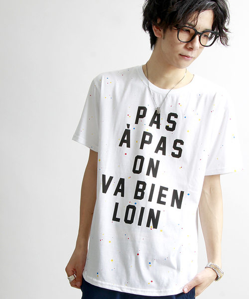 WEGO（ウィゴー）の「WEGO/スプラッタープリントTシャツ（Tシャツ/カットソー・メンズ・ホワイト/杢グレー・MEDIUM/LARGE）」の2枚目の写真