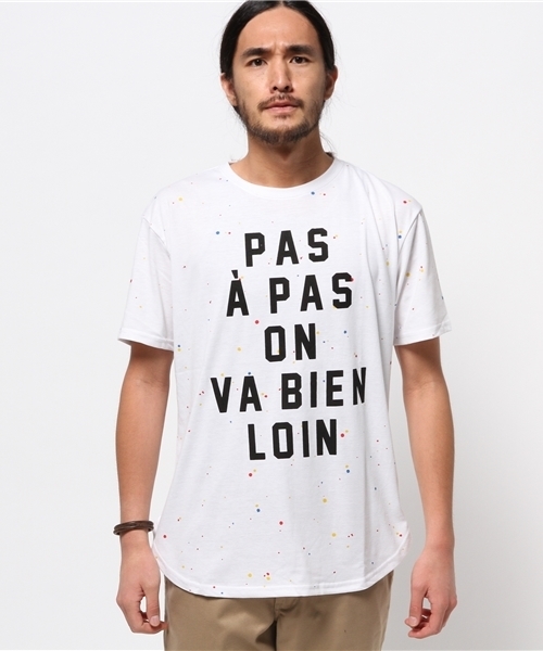 WEGO（ウィゴー）の「WEGO/スプラッタープリントTシャツ（Tシャツ/カットソー・メンズ・ホワイト/杢グレー・MEDIUM/LARGE）」の3枚目の写真