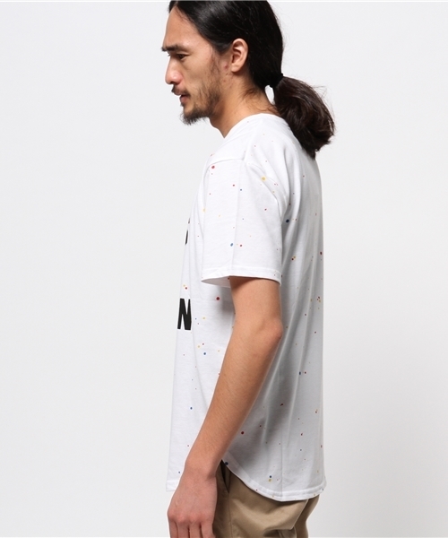 WEGO（ウィゴー）の「WEGO/スプラッタープリントTシャツ（Tシャツ/カットソー・メンズ・ホワイト/杢グレー・MEDIUM/LARGE）」の4枚目の写真