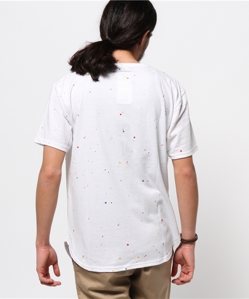WEGO（ウィゴー）の「WEGO/スプラッタープリントTシャツ（Tシャツ/カットソー・メンズ・ホワイト/杢グレー・MEDIUM/LARGE）」の5枚目の写真