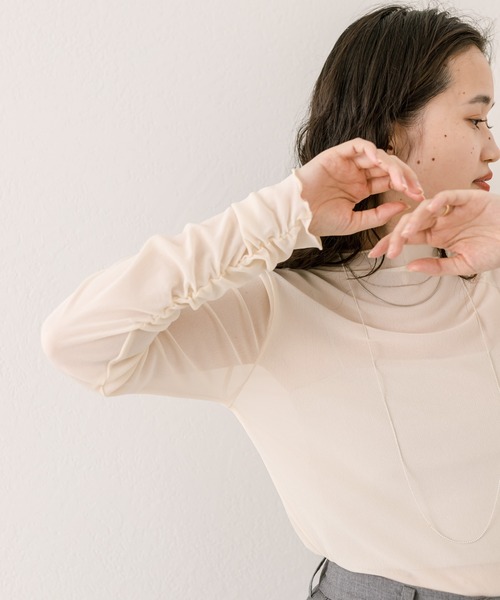 mystic（ミスティック）の「チュールハイネックプルオーバー（Tシャツ/カットソー・レディース・ブラック/ベージュ/アイボリー/グレー/ピンク/ブルー/ブラック系その他2・FREE）」の8枚目の写真