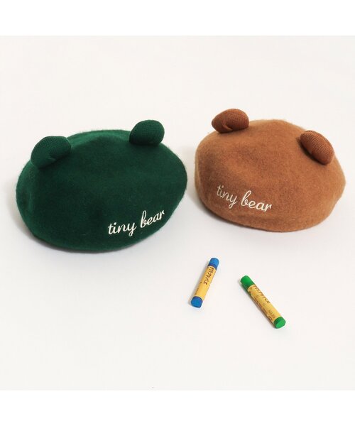 apres les cours（アプレレクール）の「tiny bear 耳付きベレー帽（ハンチング/ベレー帽・キッズ・ブラウン/グリーン・50/54）」の7枚目の写真