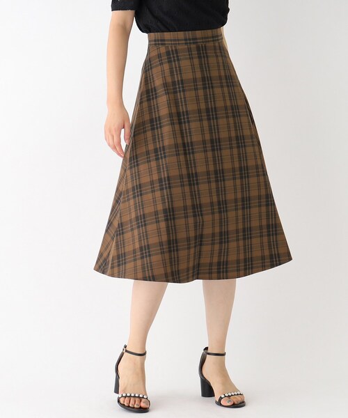 index（インデックス）の「チェックフレアスカート【イージーアイロン  