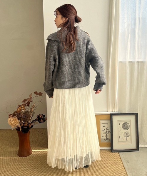LOWRYS FARM（ローリーズファーム）の「アシメカタボタンネップＬＳ  968918（ニット/セーター・レディース・ベージュ/グレー/オレンジ/アイボリー・FREE）」の14枚目の写真