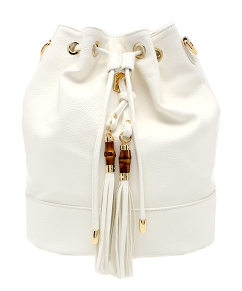 DISCOAT(ディスコート)の「【Discoat】バンブータッセル巾着2wayrリュック(バックパック/リュック・レディース・ベージュ/オフホワイト/ブラック・フリ-)」の19枚目の写真