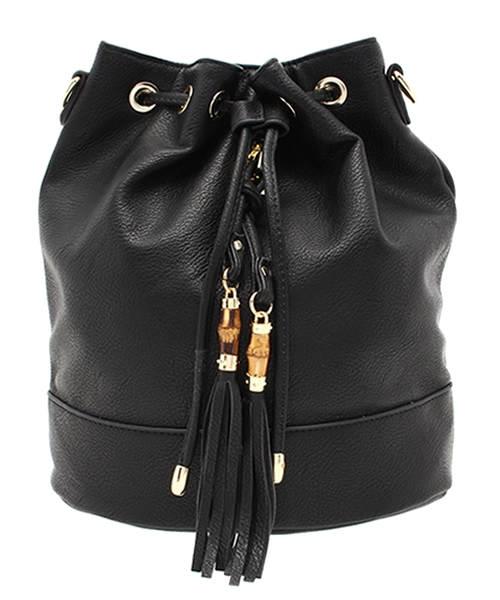 DISCOAT(ディスコート)の「【Discoat】バンブータッセル巾着2wayrリュック(バックパック/リュック・レディース・ベージュ/オフホワイト/ブラック・フリ-)」の2枚目の写真