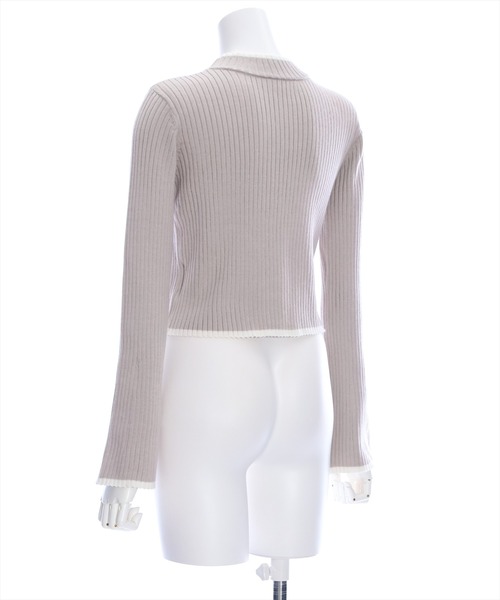 clear(クリア)の「ワンポイント刺繍フレアスリーブニットトップス(ニット/セーター・レディース・オフホワイト/グレイッシュベージュ/ブラック・F)」の6枚目の写真