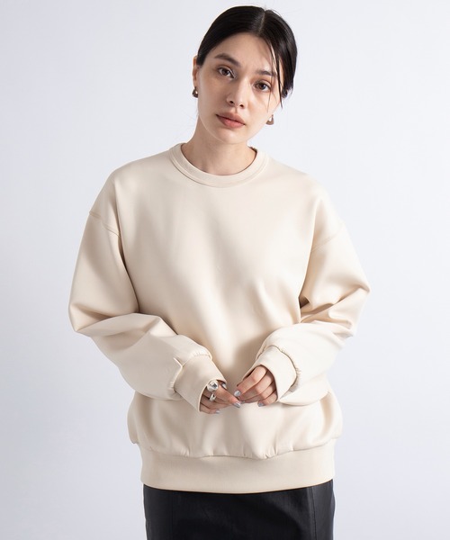 SETUP7（セットアップセブン）の「SWEET11月号掲載品【SETUP7】ダンボールスウェットクルーネック　ESSENTIALS Super smooth cardboard Parker　Clan e legance sweater（スウェット・レディース・ベージュ/グレー/アイボリー/ブラック・S/M）」の2枚目の写真