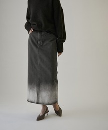 SALON adam et rope' | 【WEB限定】COTTON USAグラデーションデニムスカート【洗える】(スカート)