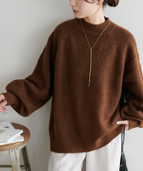 新色追加!/WEB限定】ラグランハイネックニットプルオーバー（ニット