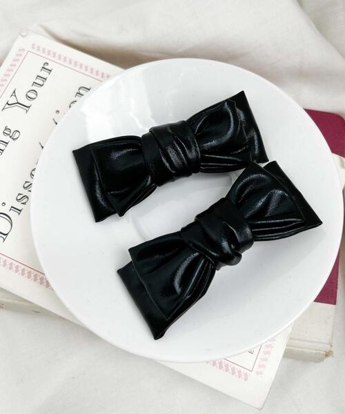 WEGO(ウィゴー)の「WEGO/【2点セット】パデッドリボンクリップ(バレッタ/ヘアクリップ・レディース・ブラック/シルバー・FREE)」の1枚目の写真
