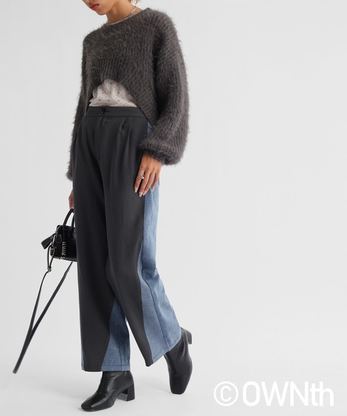 OWNth(オンス)の「バイカラーデニムドッキングテーパードパンツ(デニムパンツ・レディース・ブラック/グレー・M/L)」の12枚目の写真