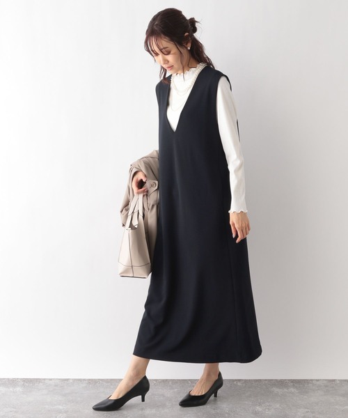 【セール】スゴラクストレッチＶネックジャンスカ/970903（ジャンパースカート）｜GLOBAL WORK（グローバルワーク）