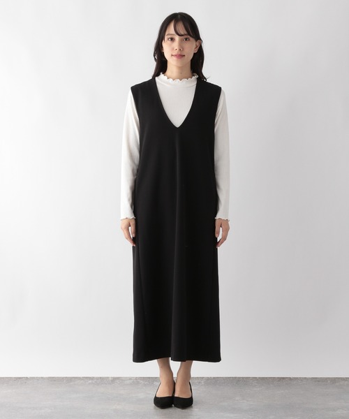 【セール】スゴラクストレッチＶネックジャンスカ/970903（ジャンパースカート）｜GLOBAL WORK（グローバルワーク）