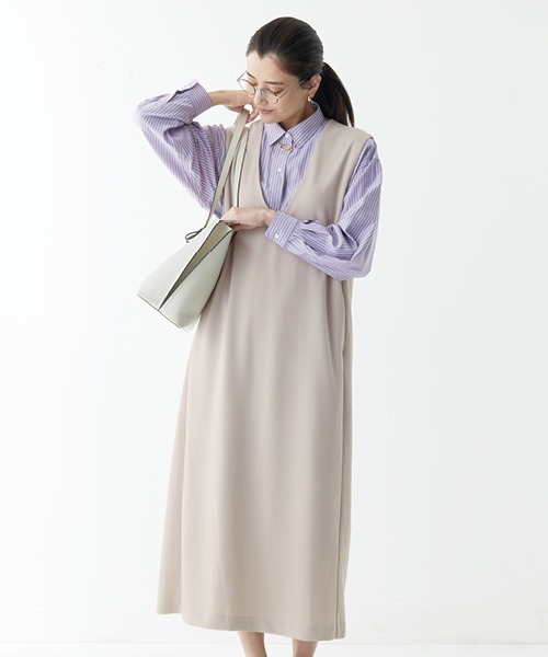 【セール】スゴラクストレッチＶネックジャンスカ/970903（ジャンパースカート）｜GLOBAL WORK（グローバルワーク）