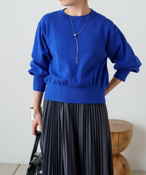 Omekashi（オメカシ）の「総針パフニット（ニット/セーター・レディース・ブルー/グレー/ブラック/オフホワイト・FREE）」の4枚目の写真