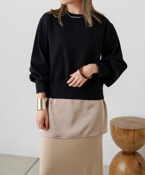 Omekashi（オメカシ）の「総針パフニット（ニット/セーター・レディース・ブルー/グレー/ブラック/オフホワイト・FREE）」の9枚目の写真