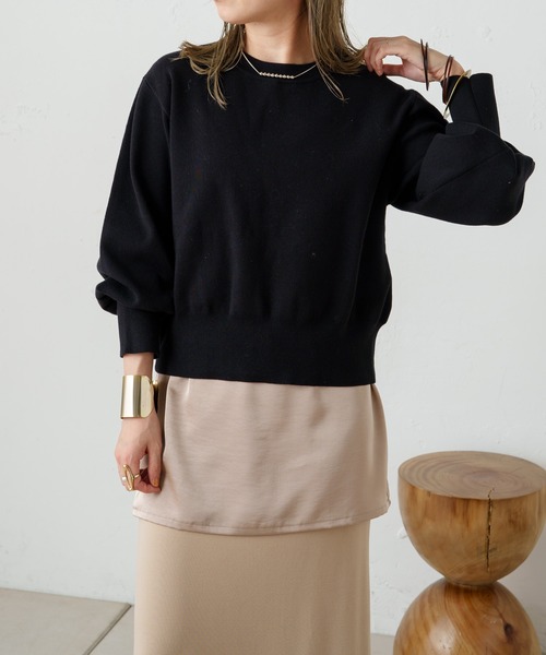 Omekashi（オメカシ）の「総針パフニット（ニット/セーター・レディース・ブルー/グレー/ブラック/オフホワイト・FREE）」の10枚目の写真