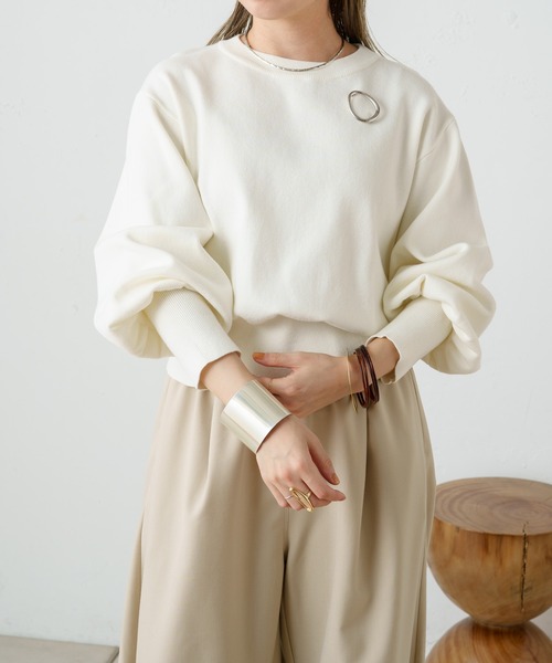 Omekashi（オメカシ）の「総針パフニット（ニット/セーター・レディース・ブルー/グレー/ブラック/オフホワイト・FREE）」の20枚目の写真