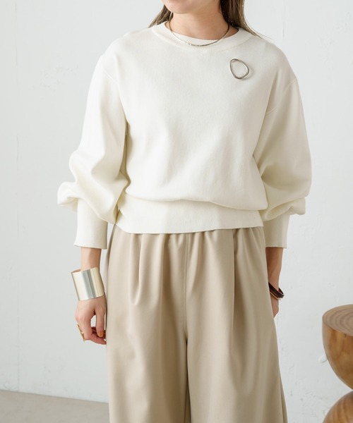 Omekashi（オメカシ）の「総針パフニット（ニット/セーター・レディース・ブルー/グレー/ブラック/オフホワイト・FREE）」の21枚目の写真