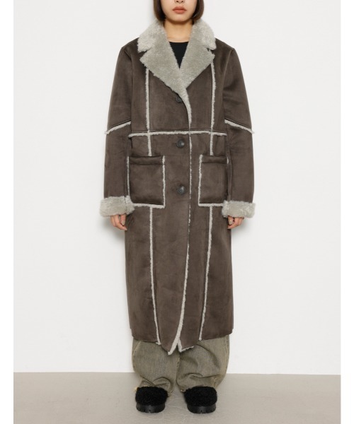 LAGUA GEM(ラグアジェム)の「WARM LONG フェイクムートンコート(ムートンコート・レディース・グレー/ブラック・FREE)」の11枚目の写真