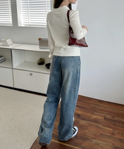 Miniministore(ミニミニストア)の「【新サイズ追加】秋冬ニットトップス レディースニットポロ(ニット/セーター・レディース・ホワイト/キャメル/ブラック/アイボリー/ベージュ/カーキ/グレー・M/L)」の20枚目の写真