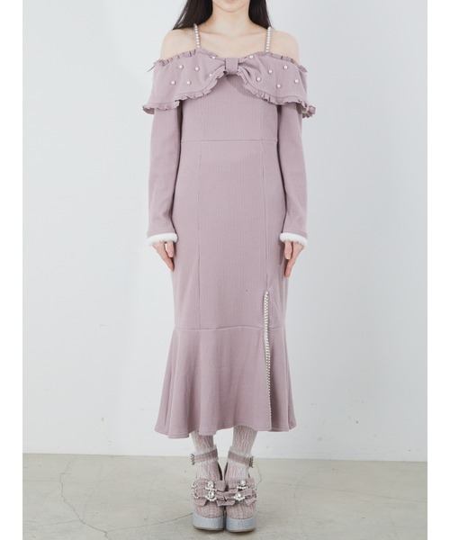 Ank Rouge（アンクルージュ）の「オフショルリボンお姉さんワンピース（ワンピース・レディース・ブラック/ホワイト/ピンク・M）」の5枚目の写真