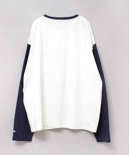 RNA（アールエヌエー）の「M2202 ＲＮＡカラーコンビＢＩＧロンＴ（Tシャツ/カットソー・レディース・グレー/ホワイト×ネイビー/ピンク/スミクロ/ブラウン/ライトブルー・MEDIUM）」の7枚目の写真