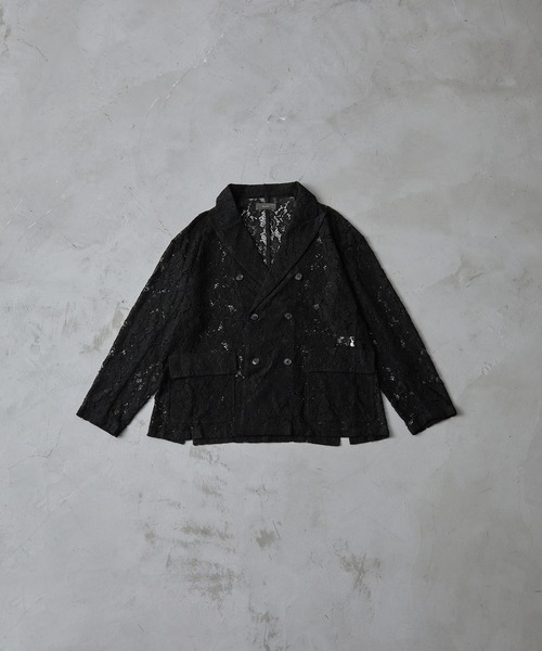 CLEL ルーズコートレース ダブルテーラードジャケット / フレアパンツ S CLEL】Loose Cord Lace Short Sleeve Double Tailored Jacket