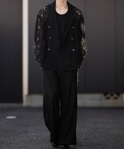 CLEL ルーズコードレースダブルテーラードジャケット　ブラック　Sサイズ CLEL】Loose Cord Lace Double Tailored Jacket/ルーズ コード