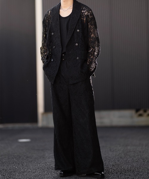 【CLEL】ルーズ コードレースダブルテーラードジャケット（セットアップ対応) CLEL】Loose Cord Lace Double Tailored Jacket/ルーズ コード