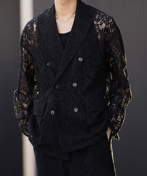 CLEL】Loose Cord Lace Double Tailored Jacket/ルーズ コード