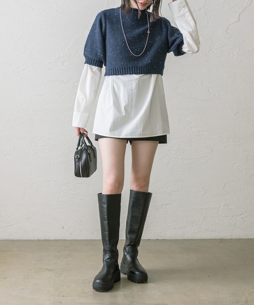 mystic（ミスティック）の「ラメニットシャツセット（アンサンブル・レディース・ネイビー/アイボリー・FREE）」の8枚目の写真