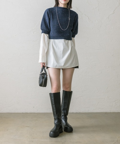 mystic（ミスティック）の「ラメニットシャツセット（アンサンブル・レディース・ネイビー/アイボリー・FREE）」の9枚目の写真