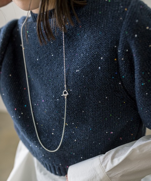 mystic（ミスティック）の「ラメニットシャツセット（アンサンブル・レディース・ネイビー/アイボリー・FREE）」の6枚目の写真