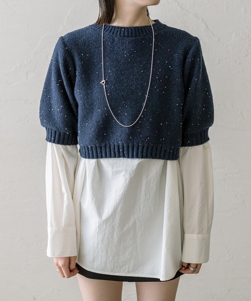 mystic（ミスティック）の「ラメニットシャツセット（アンサンブル・レディース・ネイビー/アイボリー・FREE）」の19枚目の写真